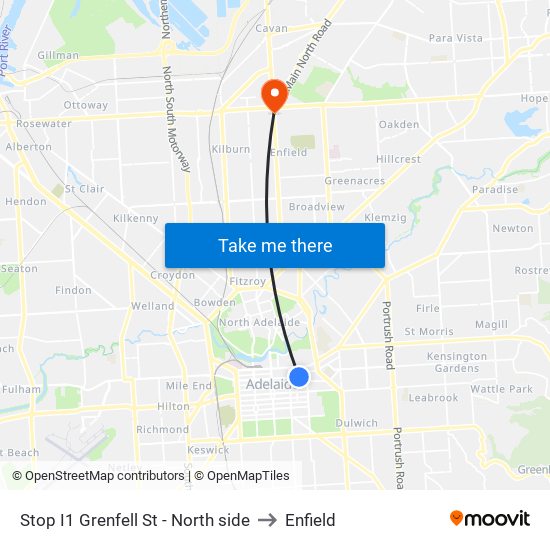 Stop I1 Grenfell St - North side to Enfield map