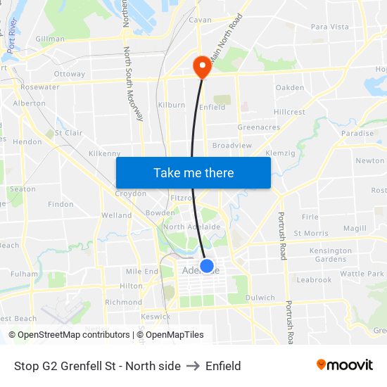 Stop G2 Grenfell St - North side to Enfield map