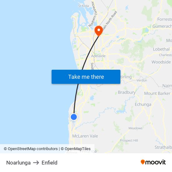 Noarlunga to Enfield map