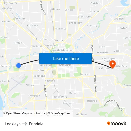 Lockleys to Erindale map