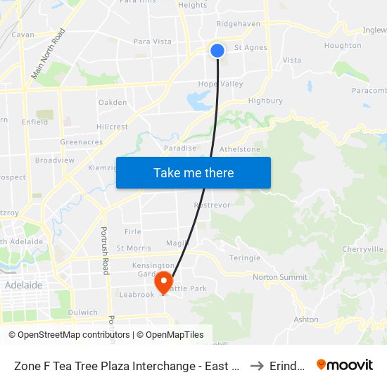 Zone F Tea Tree Plaza Interchange - East side to Erindale map