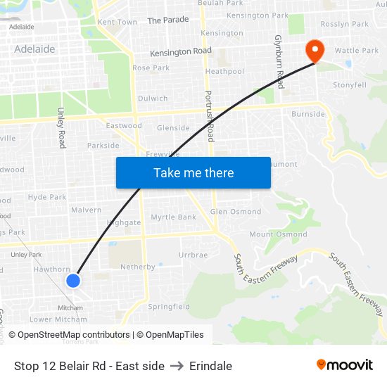 Stop 12 Belair Rd - East side to Erindale map