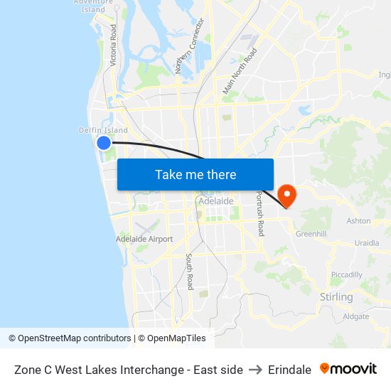 Zone C West Lakes Interchange - East side to Erindale map