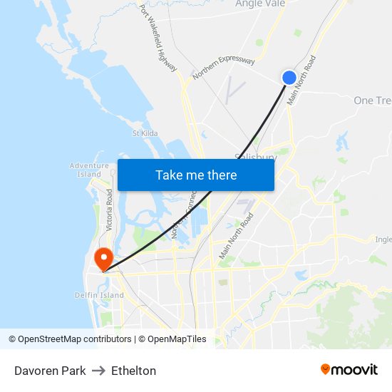 Davoren Park to Ethelton map