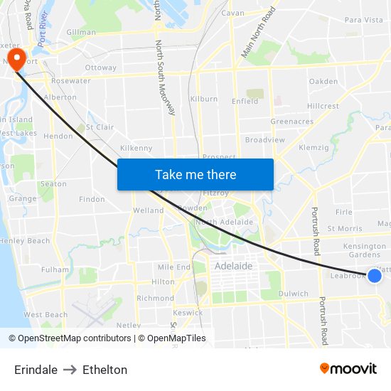 Erindale to Ethelton map