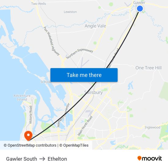 Gawler South to Ethelton map