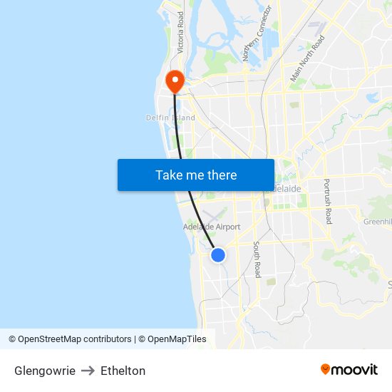 Glengowrie to Ethelton map