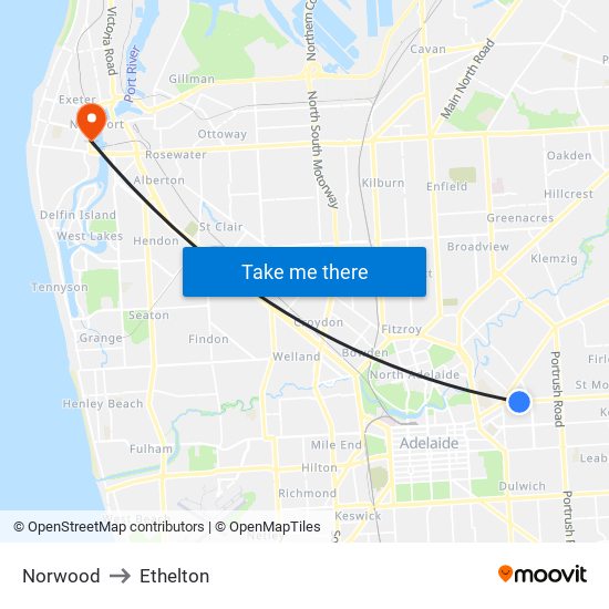 Norwood to Ethelton map