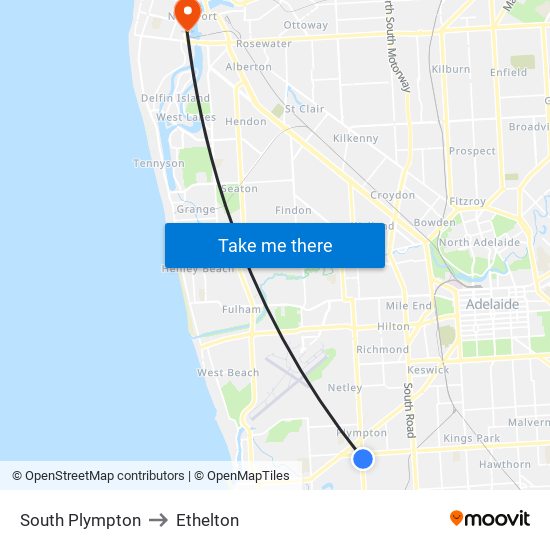 South Plympton to Ethelton map