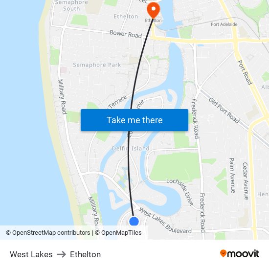 West Lakes to Ethelton map