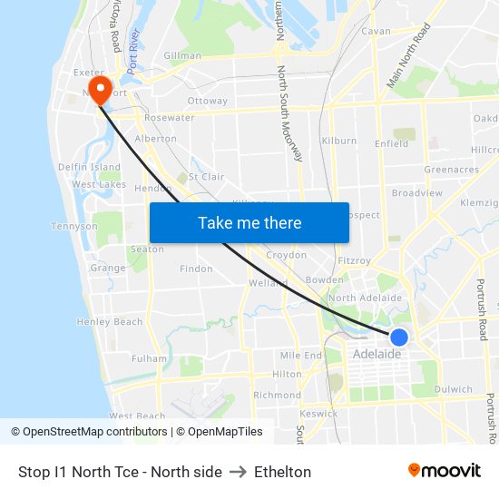 Stop I1 North Tce - North side to Ethelton map