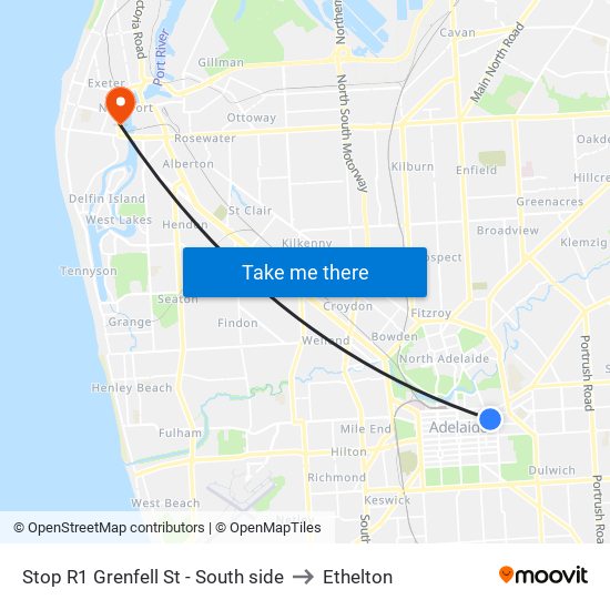 Stop R1 Grenfell St - South side to Ethelton map