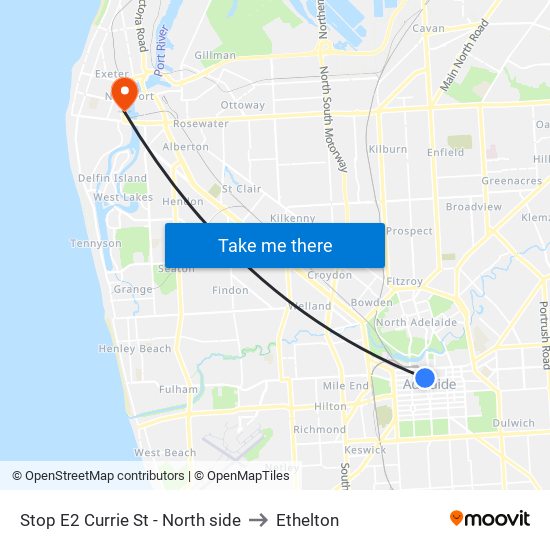 Stop E2 Currie St - North side to Ethelton map