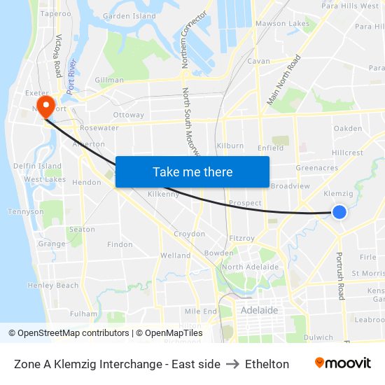 Zone A Klemzig Interchange - East side to Ethelton map