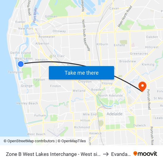 Zone B West Lakes Interchange - West side to Evandale map