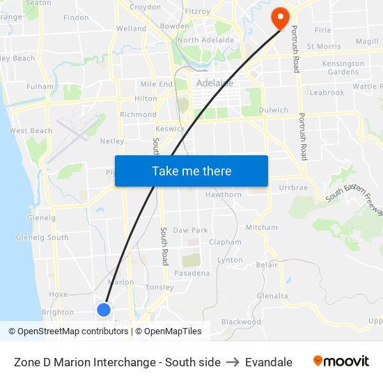 Zone D Marion Interchange - South side to Evandale map