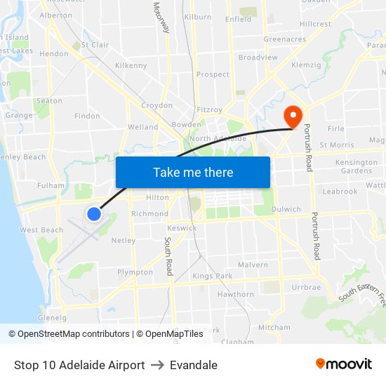 Stop 10 Adelaide Airport to Evandale map