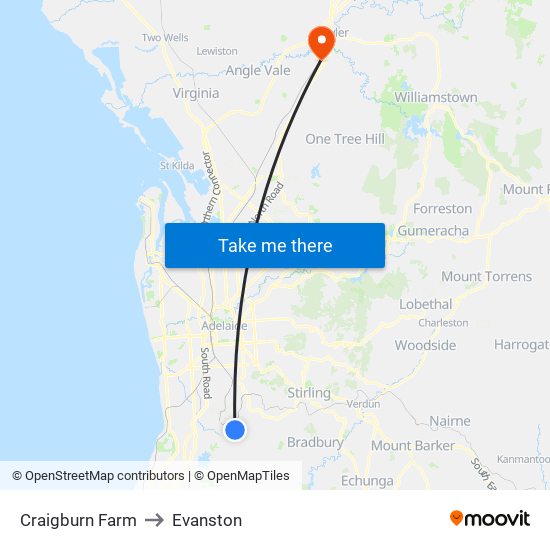 Craigburn Farm to Evanston map