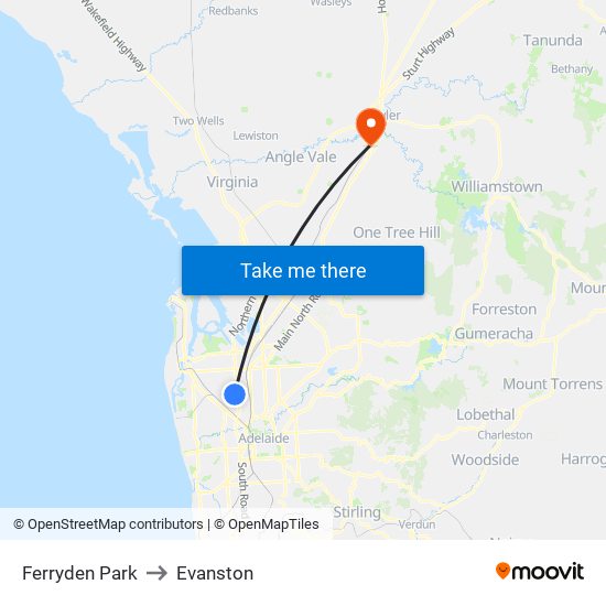 Ferryden Park to Evanston map