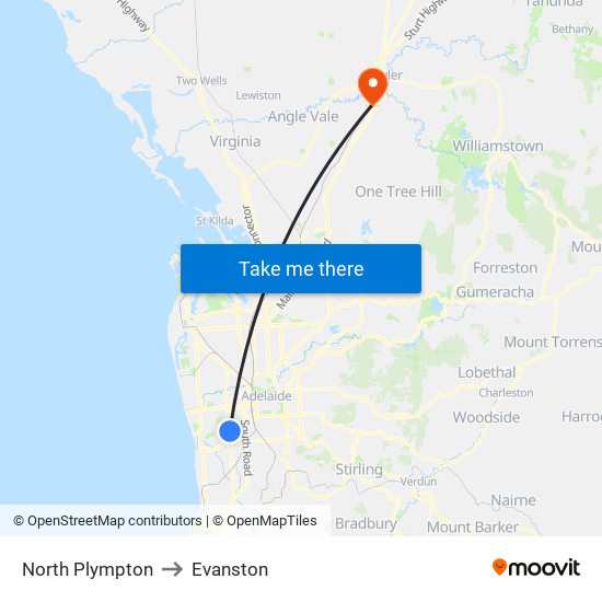 North Plympton to Evanston map