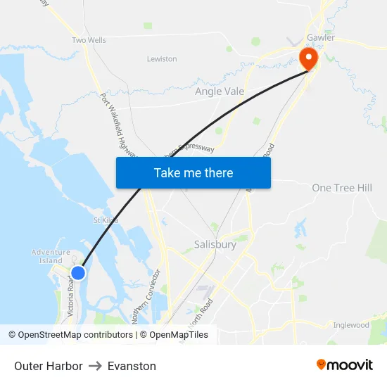 Outer Harbor to Evanston map