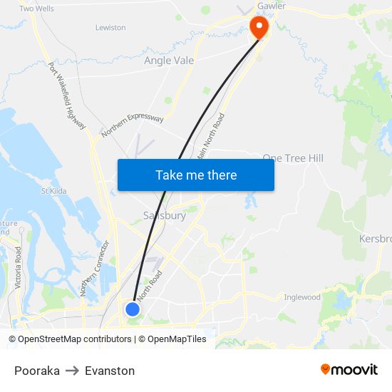 Pooraka to Evanston map