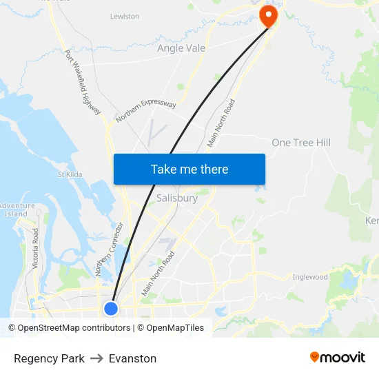Regency Park to Evanston map