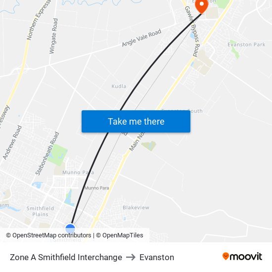 Zone A Smithfield Interchange to Evanston map