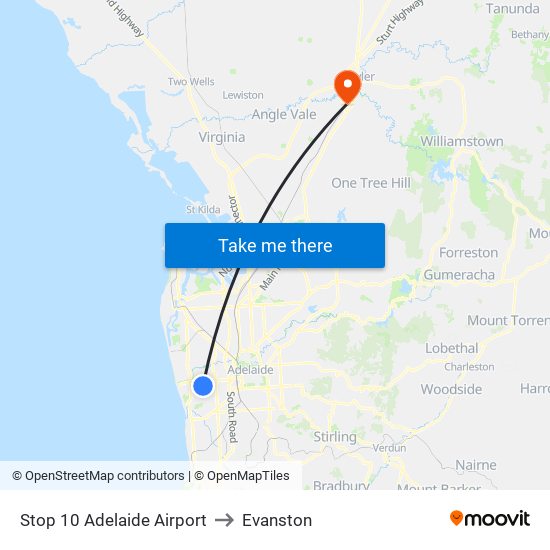 Stop 10 Adelaide Airport to Evanston map