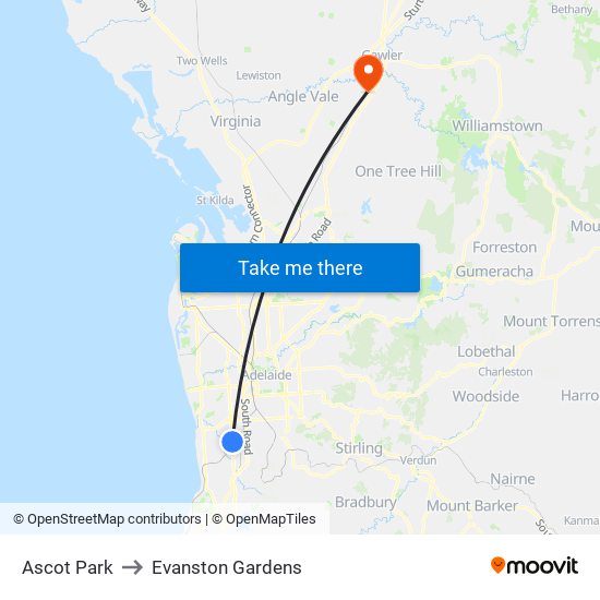 Ascot Park to Evanston Gardens map