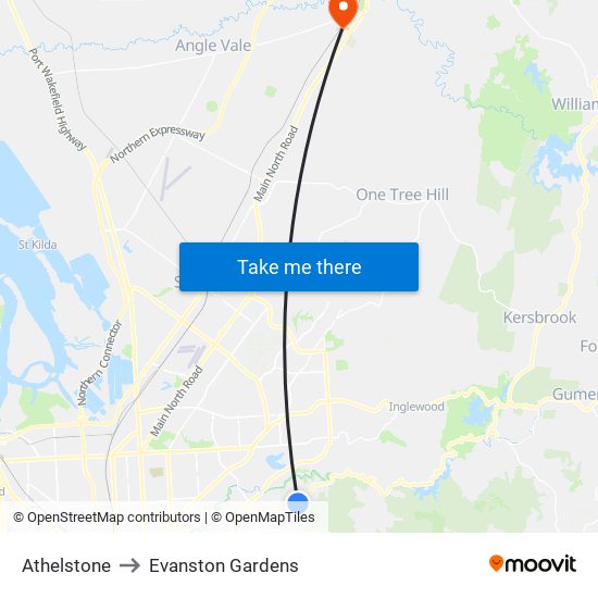 Athelstone to Evanston Gardens map