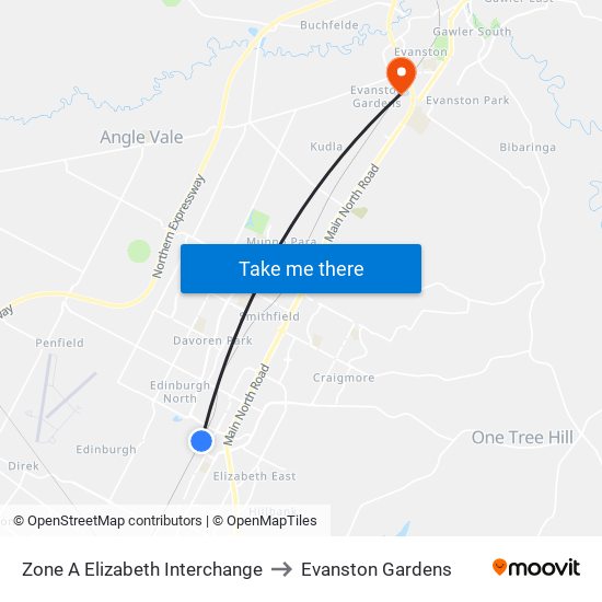 Zone A Elizabeth Interchange to Evanston Gardens map