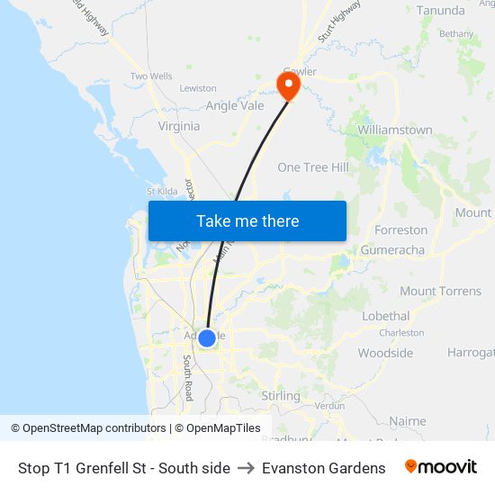 Stop T1 Grenfell St - South side to Evanston Gardens map