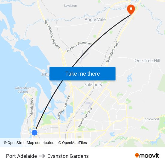 Port Adelaide to Evanston Gardens map
