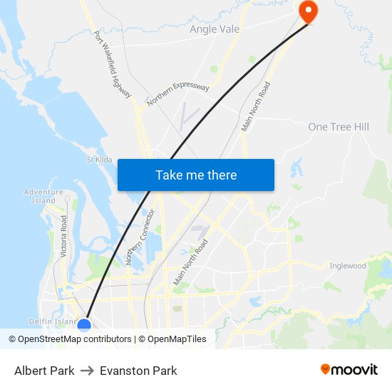 Albert Park to Evanston Park map