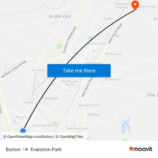 Burton to Evanston Park map