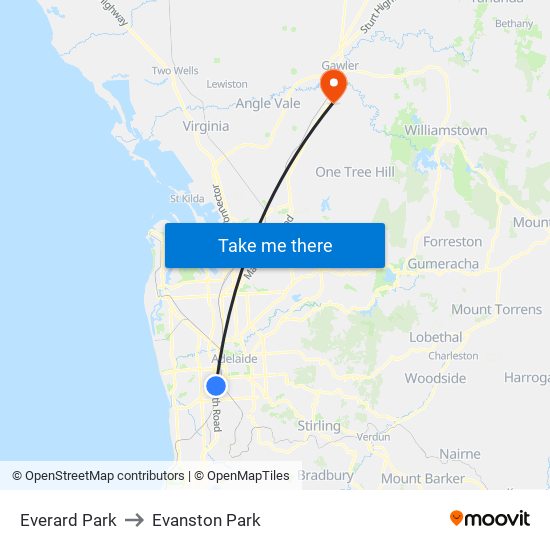 Everard Park to Evanston Park map