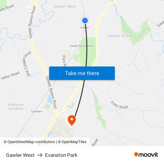 Gawler West to Evanston Park map