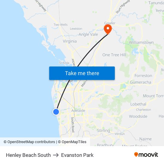 Henley Beach South to Evanston Park map