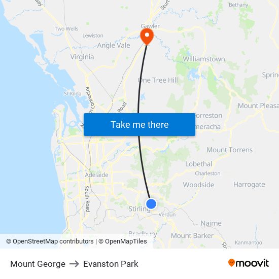 Mount George to Evanston Park map