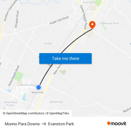 Munno Para Downs to Evanston Park map