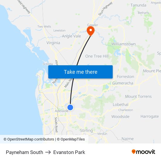 Payneham South to Evanston Park map