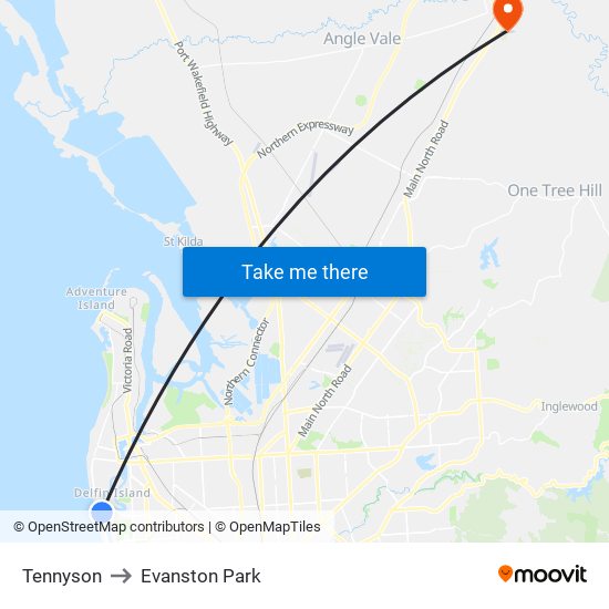 Tennyson to Evanston Park map