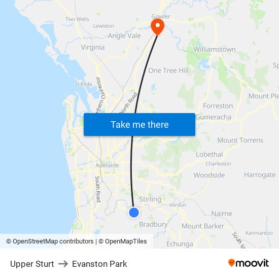 Upper Sturt to Evanston Park map