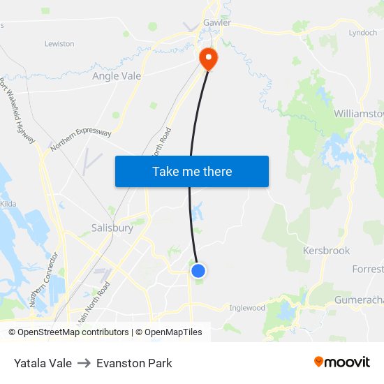 Yatala Vale to Evanston Park map