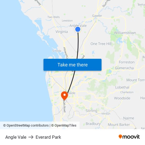 Angle Vale to Everard Park map