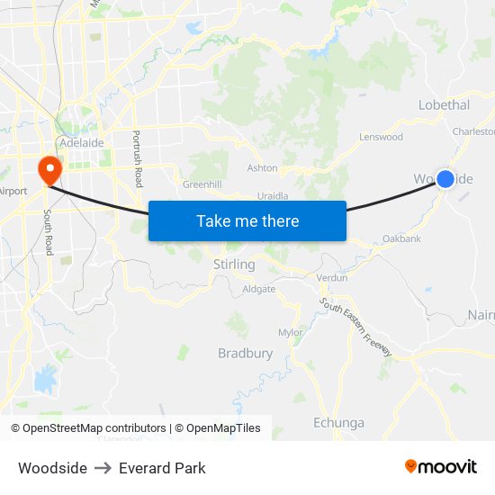 Woodside to Everard Park map