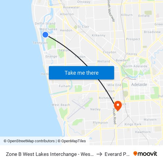 Zone B West Lakes Interchange - West side to Everard Park map