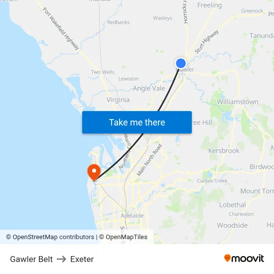 Gawler Belt to Exeter map