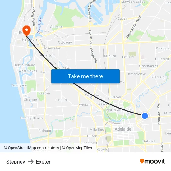 Stepney to Exeter map